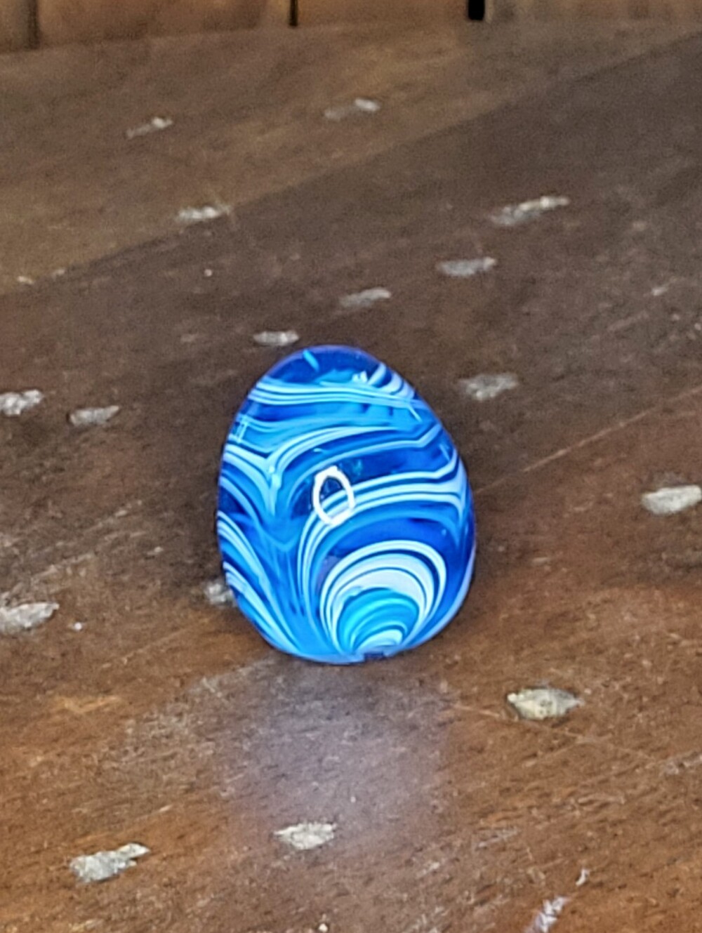 Blue Swirl Glass Egg Decorative Accent - Picture 3 of 6